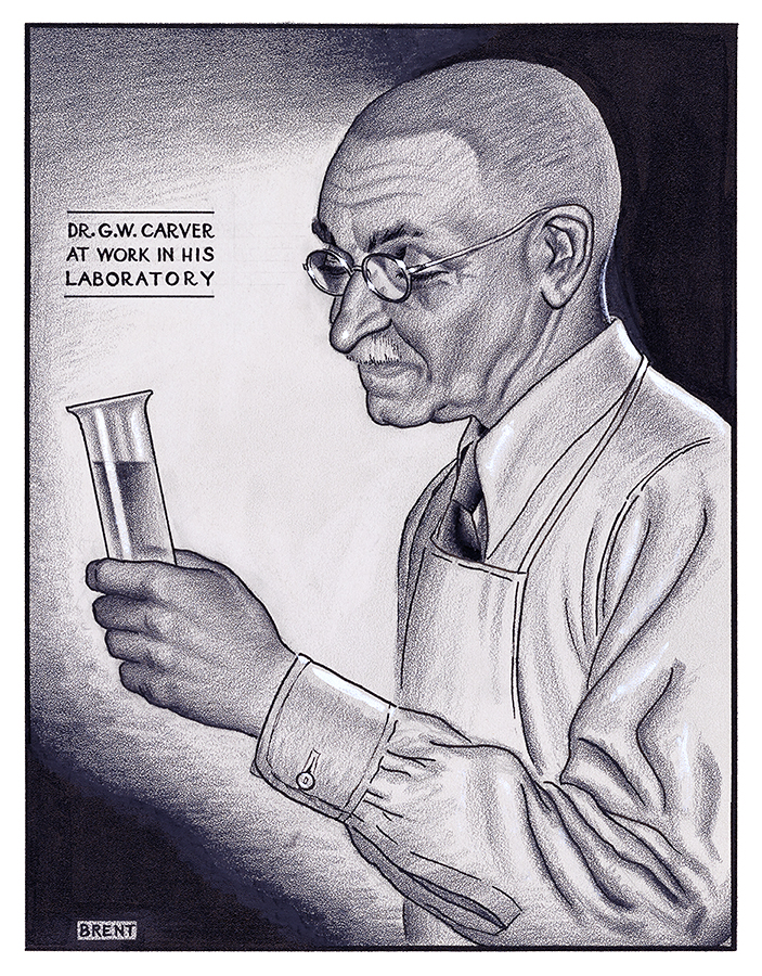 Dr. George Washington Carver at Work in His Laboratory by Richard Brent WPA Artist